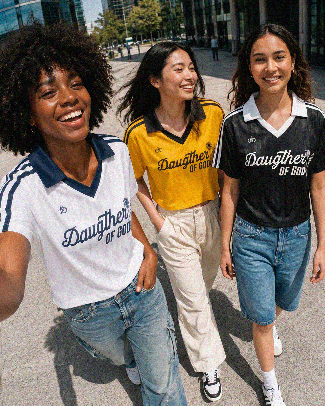 Daughter of God White Striped Cropped Jersey White - Grace District ®