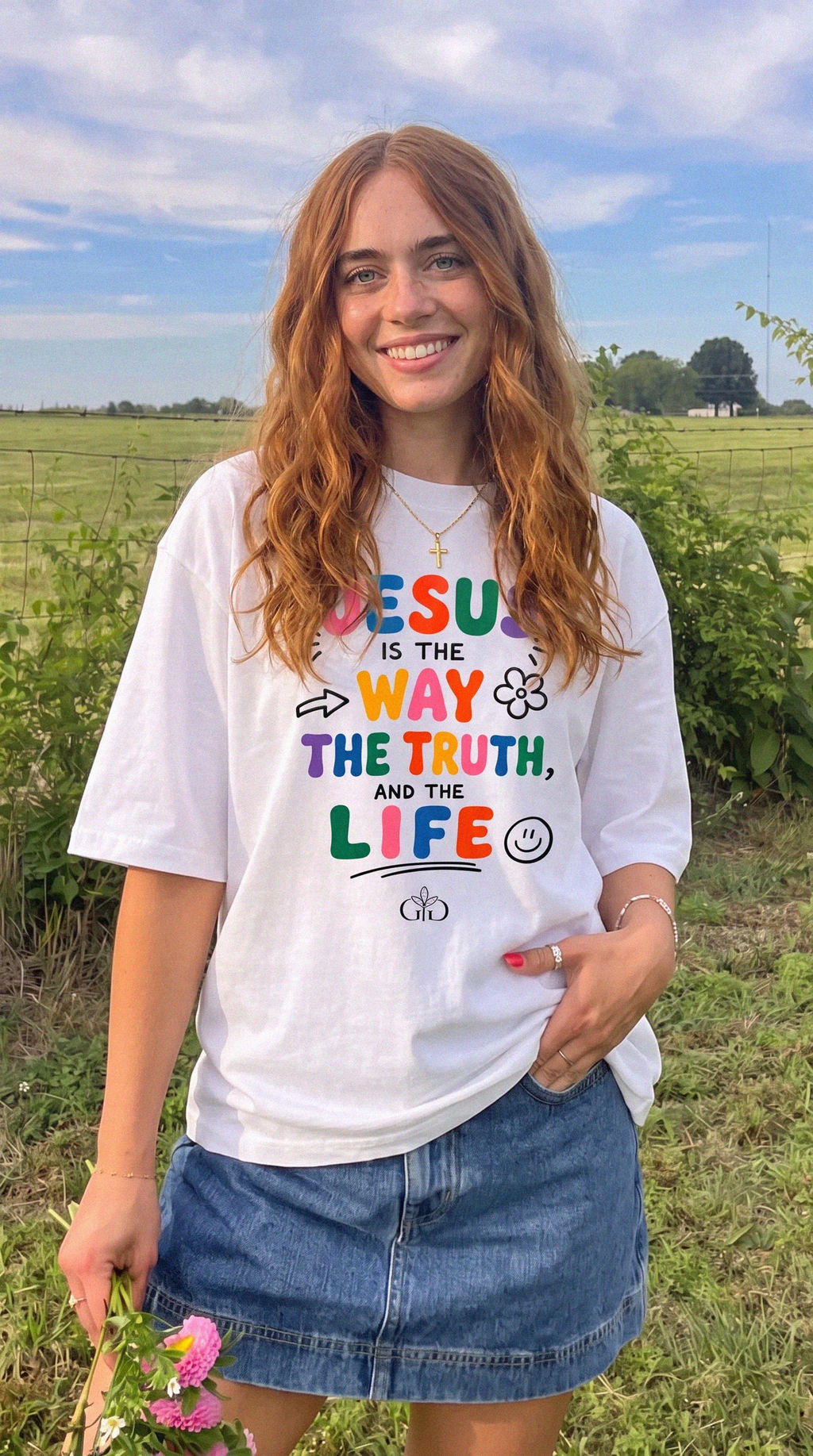 Jesus is The Way White Heavyweight Drop Shoulder Tee - Grace District ®