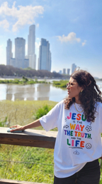 Jesus is The Way White Heavyweight Drop Shoulder Tee - Grace District ®