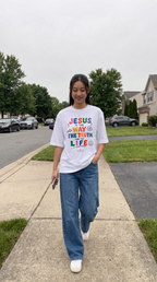 Jesus is The Way White Heavyweight Drop Shoulder Tee - Grace District ®