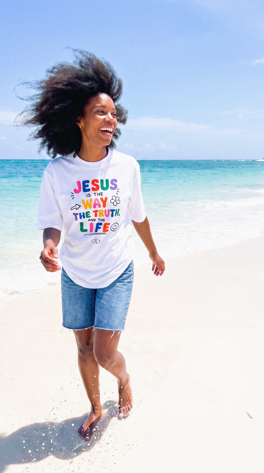 Jesus is The Way White Heavyweight Drop Shoulder Tee - Grace District ®
