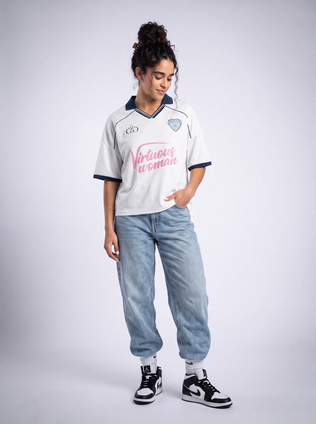 Virtuous Woman Retro Jersey Navy White - Grace District ®