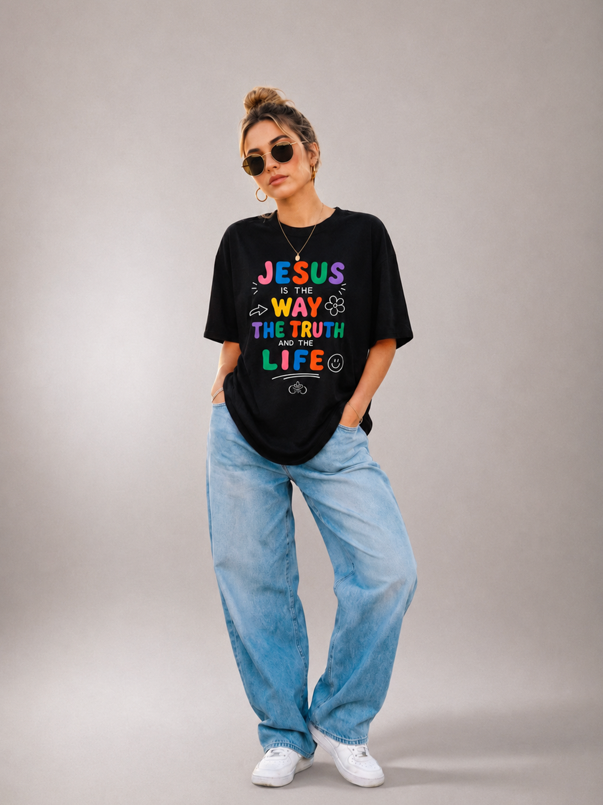 Jesus Is The Way Black - Oversized Tee - Grace District ®