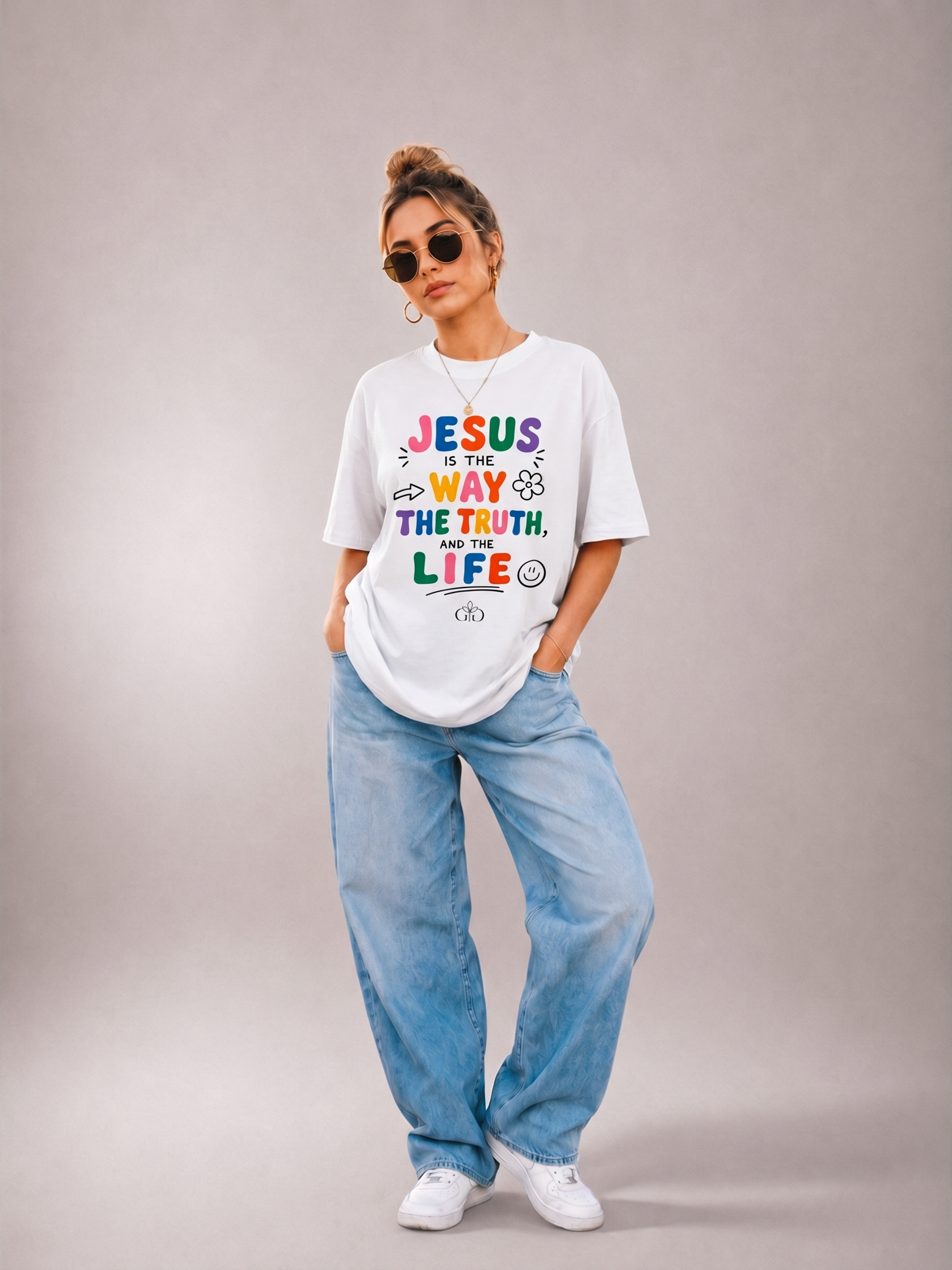 Jesus Is The Way White - Oversized Tee - Grace District ®