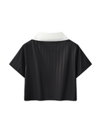 Daughter of God Black Striped Cropped Jersey White - Grace District ®