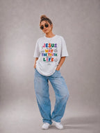 Jesus Is The Way White - Oversized Tee - Grace District ®