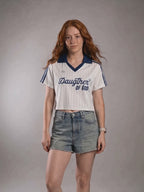 Daughter of God White Striped Cropped Jersey White - Grace District ®