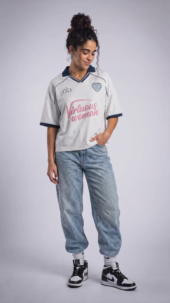 Virtuous Woman Retro Jersey Navy White - Grace District ®