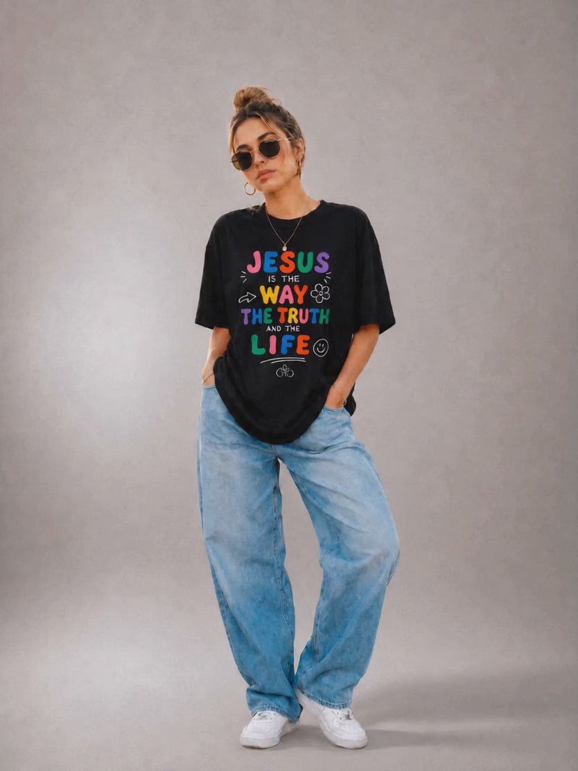 Jesus Is The Way Black - Oversized Tee - Grace District ®